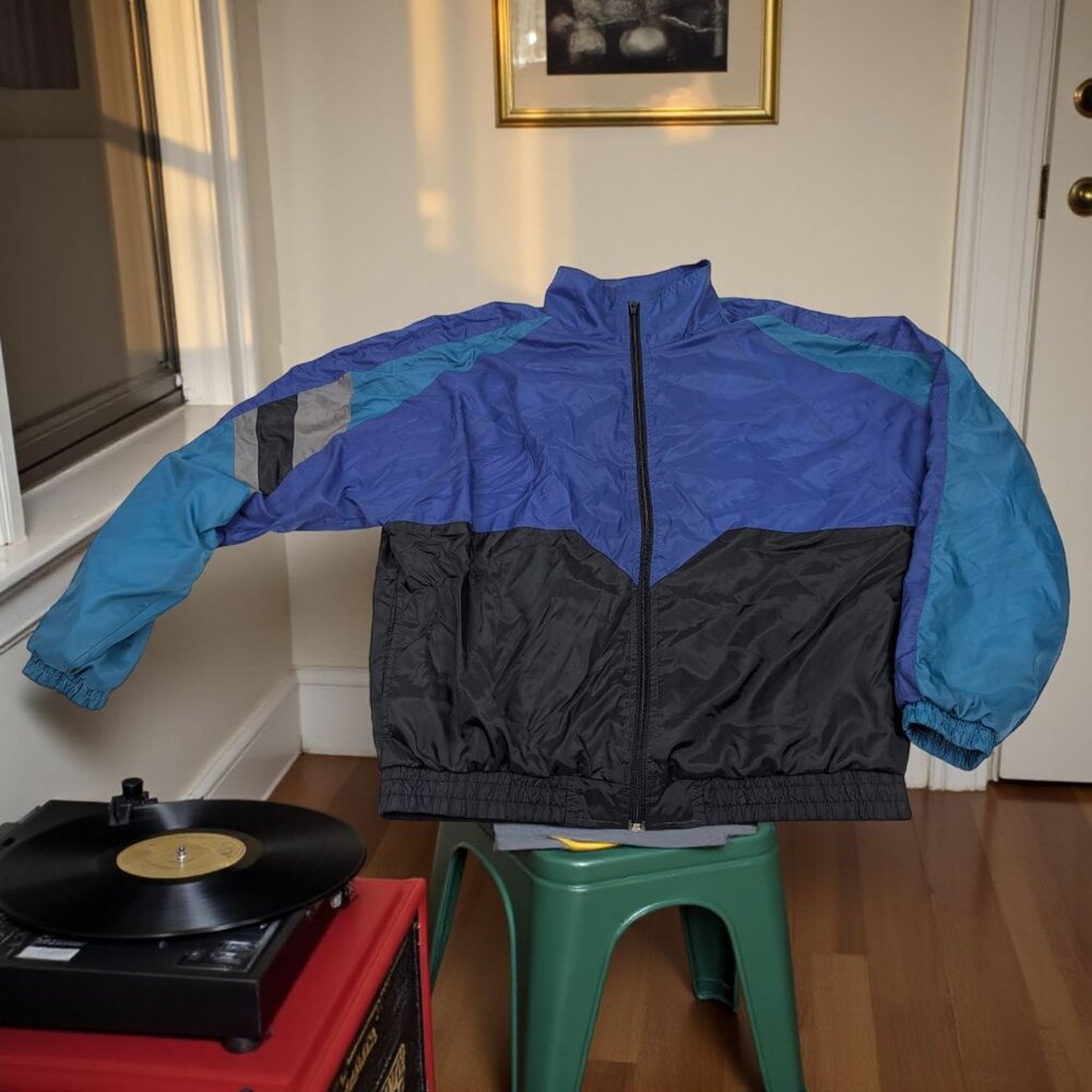 Vintage 90s Athletic Works Colorblock‎ Lined Windbreaker Men’s L Full Zip *READ